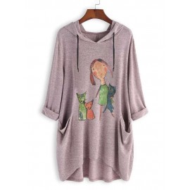 Women Casual Hooded Cartoon Long Sleeve T-Shirts