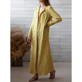 Women Long Sleeve Open Front Cardigan High Split Long Shirt Dress