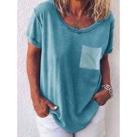 Pure Color O-neck Short Sleeve Casual T-shirts