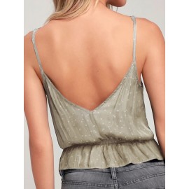 Women V Neck Backless Sleeveless Strap Casual Tank Tops