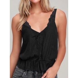 Women V Neck Backless Sleeveless Strap Casual Tank Tops