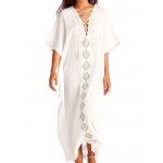 Women Half Sleeve V Neck Floral Print Kaftan Maxi Dress