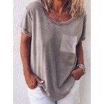 Pure Color O-neck Short Sleeve Casual T-shirts