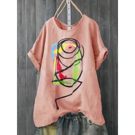 Cartoon Print O-neck Short Sleeve Women Casual T-shirts