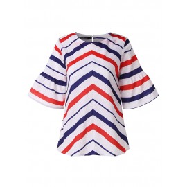 Women Half Sleeve Stripe Loose Casual T-shirts