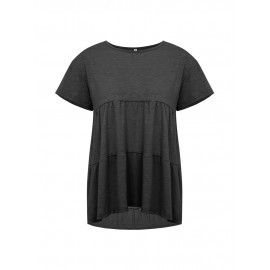 Solid Color Round Neck Short Sleeve Casual T-shirts