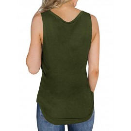 Women Solid Color V-Neck Sleeveless Tank Tops