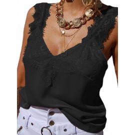 Women Lace Strap Casual Clubwear V-neck Vest  Tank Tops