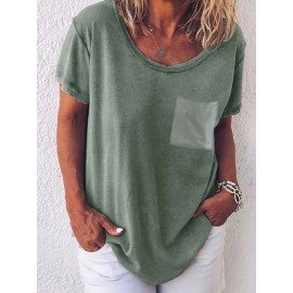 Pure Color O-neck Short Sleeve Casual T-shirts