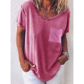 Pure Color O-neck Short Sleeve Casual T-shirts