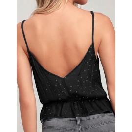 Women V Neck Backless Sleeveless Strap Casual Tank Tops