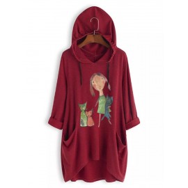 Women Casual Hooded Cartoon Long Sleeve T-Shirts