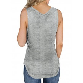 Women Solid Color V-Neck Sleeveless Tank Tops